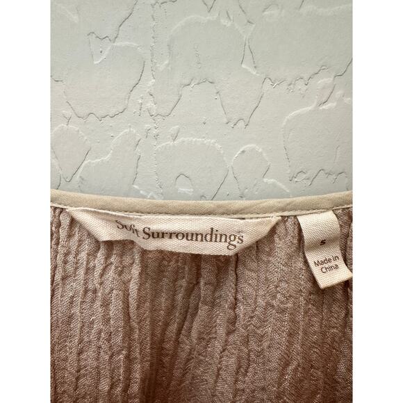 SOFT SURROUNDINGS | Beige Boho Peasant Blouse Crochet Trim Romantic Top | Small - Picture 5 of 6